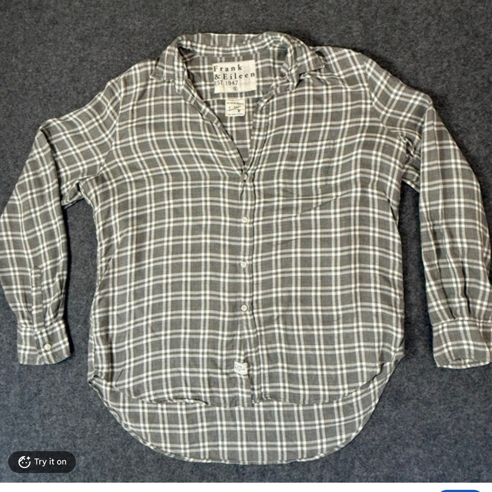 Frank & Eileen Womens Flannel Barry Button Down Shirt L Plaid Fall Minimalist